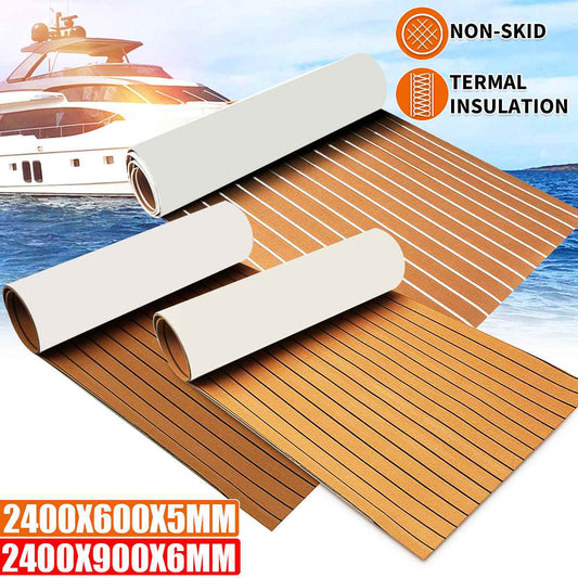 2.4m Self-Adhesive EVA Foam Boat Marine Flooring Faux Teak Decking Sheet Striped Yacht Mat 8 Styles Brown Gray Gold Black