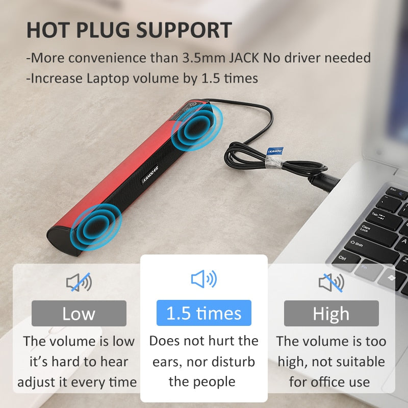 USB Laptop Speaker Portable Computer Audio Mini Subwoofer Bar Stick Music Player For Notebook PC Hot Sale Ikanoo Brand