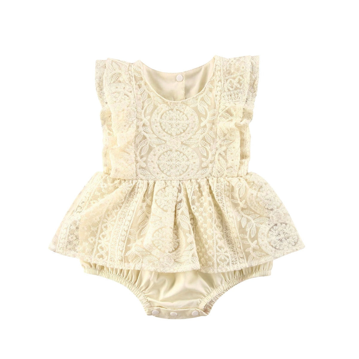 New Baby Girls Summer Romper Floral Lace Embroidery Romper Dress Straps Sleeveless Sweet Triangle-Bottom Jumpsuit