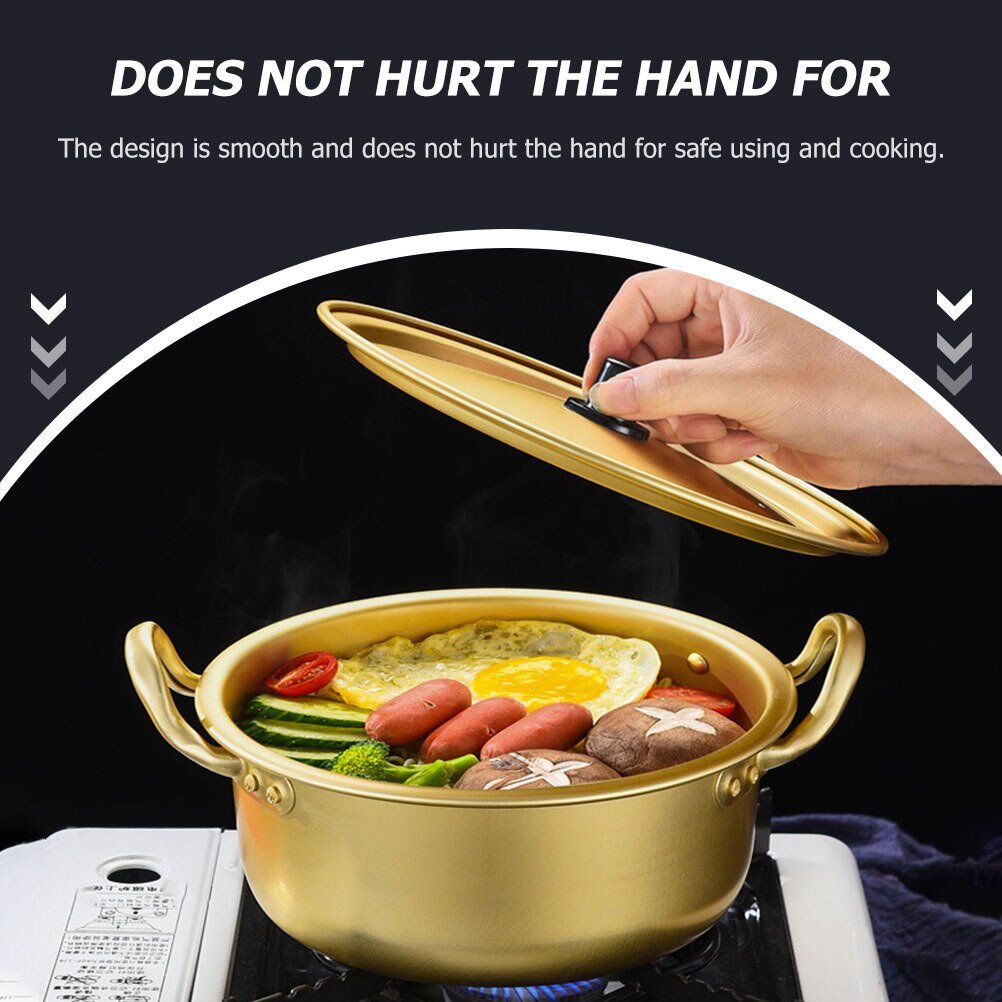 Pot Korean Ramen Noodle Cooker Cooking Hot Instant Soup Stock Aluminum Shabu Lid Stew Stockpot Japanese Ramyun Cookware Pan