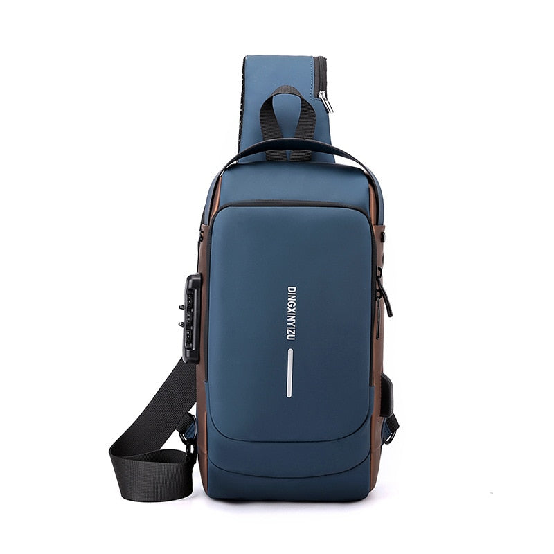 Fashion Shoulder Bag for Men Waterproof USB Man Crossbody Bag Anti-Theft Short Travel Messenger Sling Fashion Designer Chest Bag