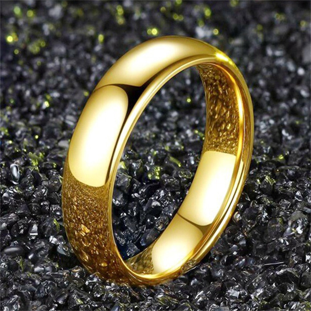 🌹 Gold Plated Ring 18K Gold Color Fashion Women Anillos Mujer Exclusive Couple Wedding Ring Bague Femme Acier Inoxydable Bague