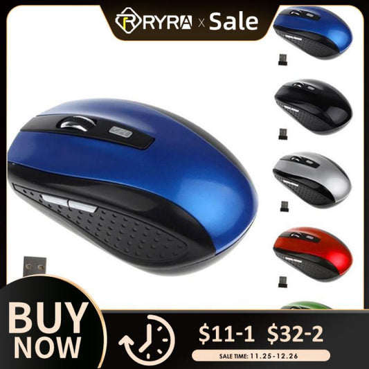 RYRA 2.4GHz Wireless Mouse Adjustable DPI Mouse 6 Buttons Optical Gaming Mouse Gamer Wireless Mice with USB Receiver for PC