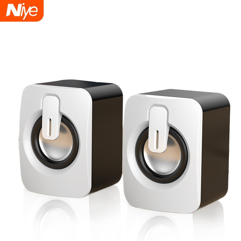 Niye Mini Computer Speakers USB Wired Speakers HIFI Stereo Microphone with LED Light For PC Notebook Not Bluetooth Loudspeakers