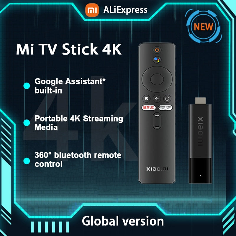 2022 Xiaomi Mi TV Stick 4K Global Version Stream in 4K Google Assistant * built-in Android TV 11 2GB 8GB Quad-core processor