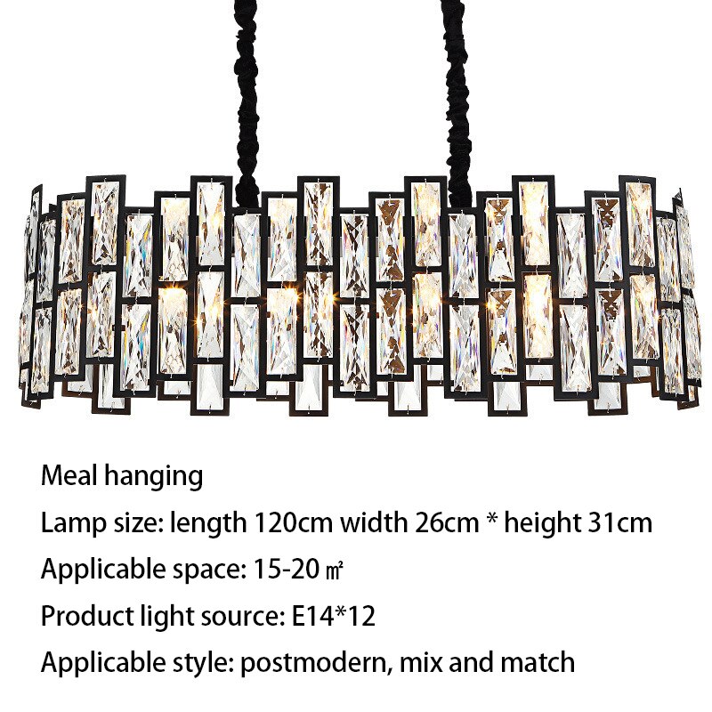 New LED Crystal Chandelier Lamp Luxury Black Lustre Kitchen Island Chandeliers Living Room Dining Home Ceiling Lighting Fixtures
