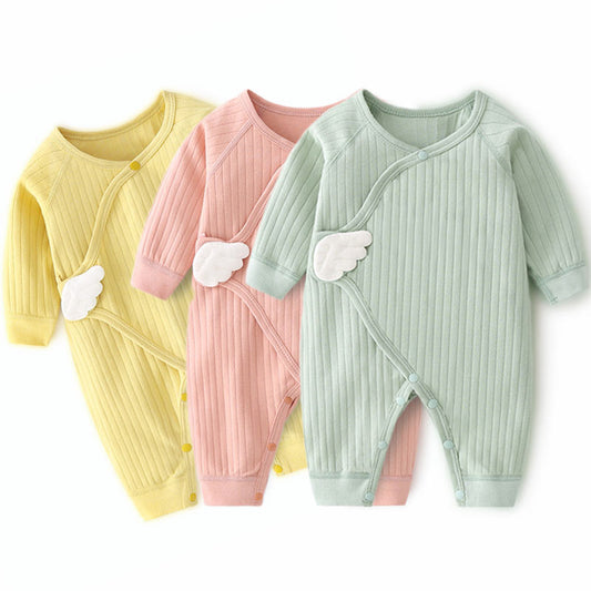 Lawadka 0-6M Spring Autumn Newborn Baby Girl Boy Romper Cotton Solid Soft Infant Jumpsuit With Wing Casual Clothes For Girls Boy