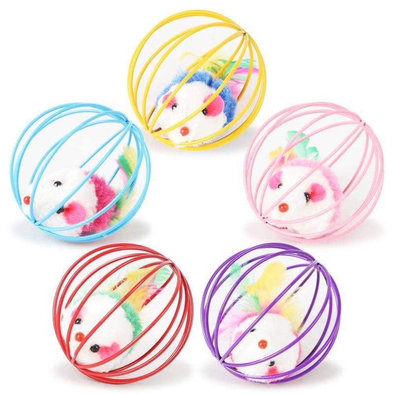 1pc Cat Toys Interactive Mouse Cage Toys Plastic Artificial Colorful Cat Teaser Toy Pet Supplies Cat  Accessories Kitten Toys