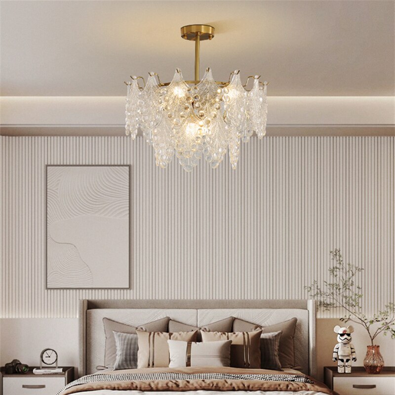Retro Luxury Multilayer Glass Ceiling Chandelier For Bedroom Living Room Kitchen Pendant Lamp Furniture Decorative Lighting