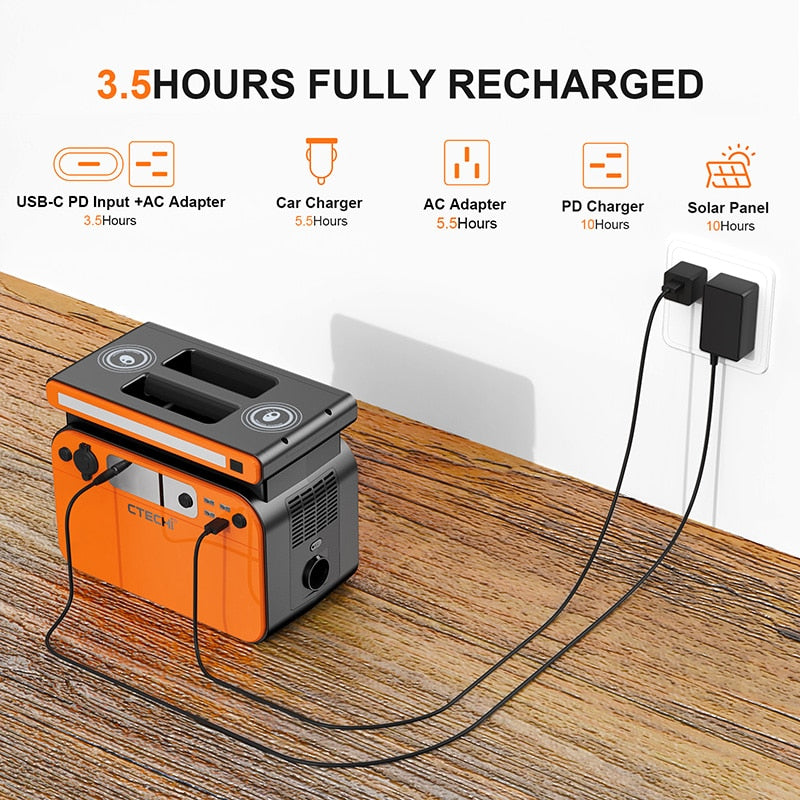 Portable Power Station 500W 518Wh Solar Generator, 3.5 Hours Fully Recharged LiFePO4 Power Station with PD 60W Quick Charge