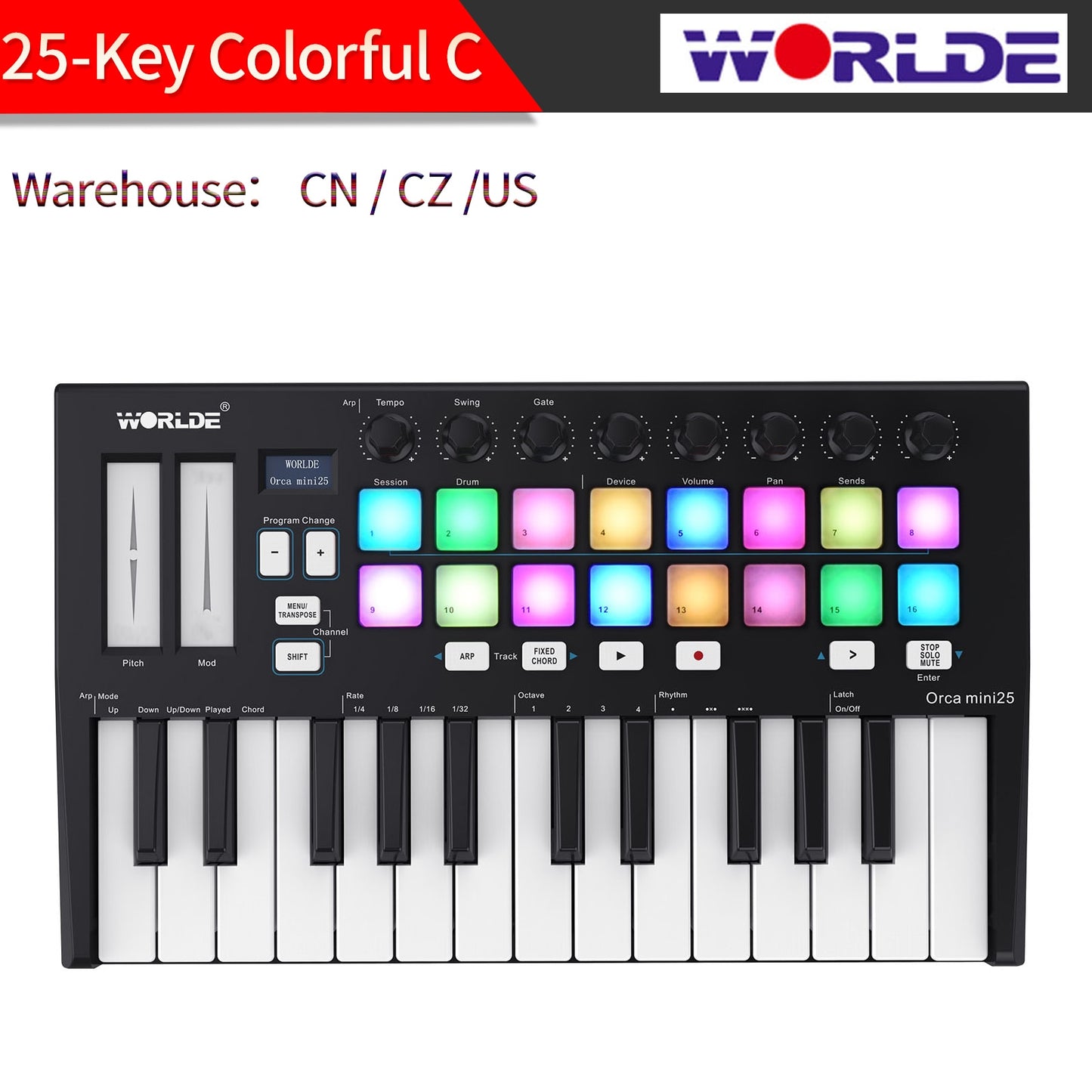 M-VAVE 25-Key MIDI Controller Keyboard Piano Mini Portable USB Keyboard &amp; 8 RGB Backlit Pads 8 Knobs Music Keyboard Instruments