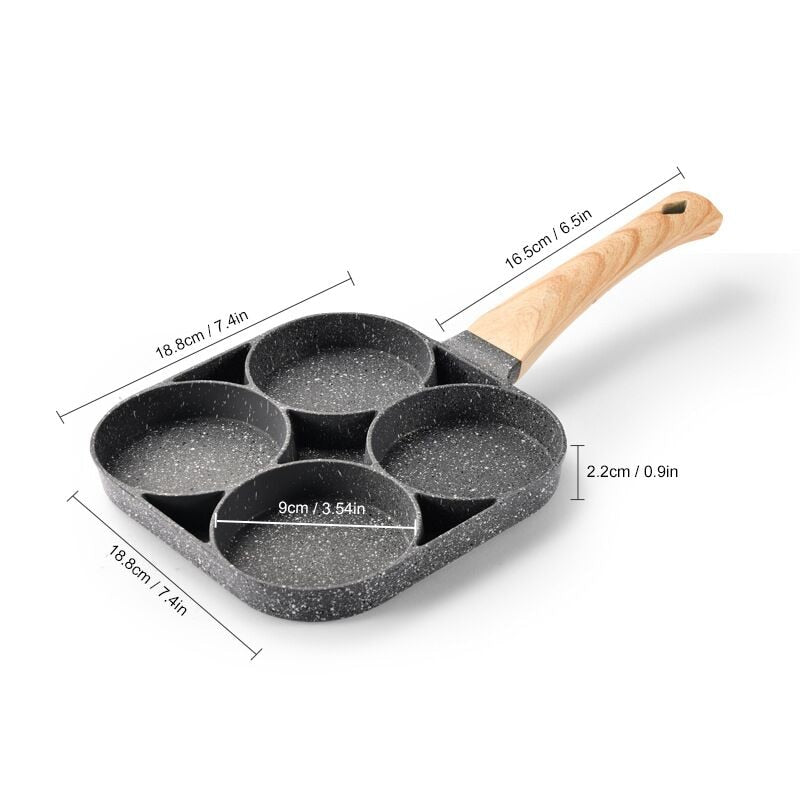 Four-Hole Frying Pot Pan Thickened Omelet Pan Non-Stick Egg Pancake Steak Pan Cooking Egg Ham Pans Breakfast Maker Cookware