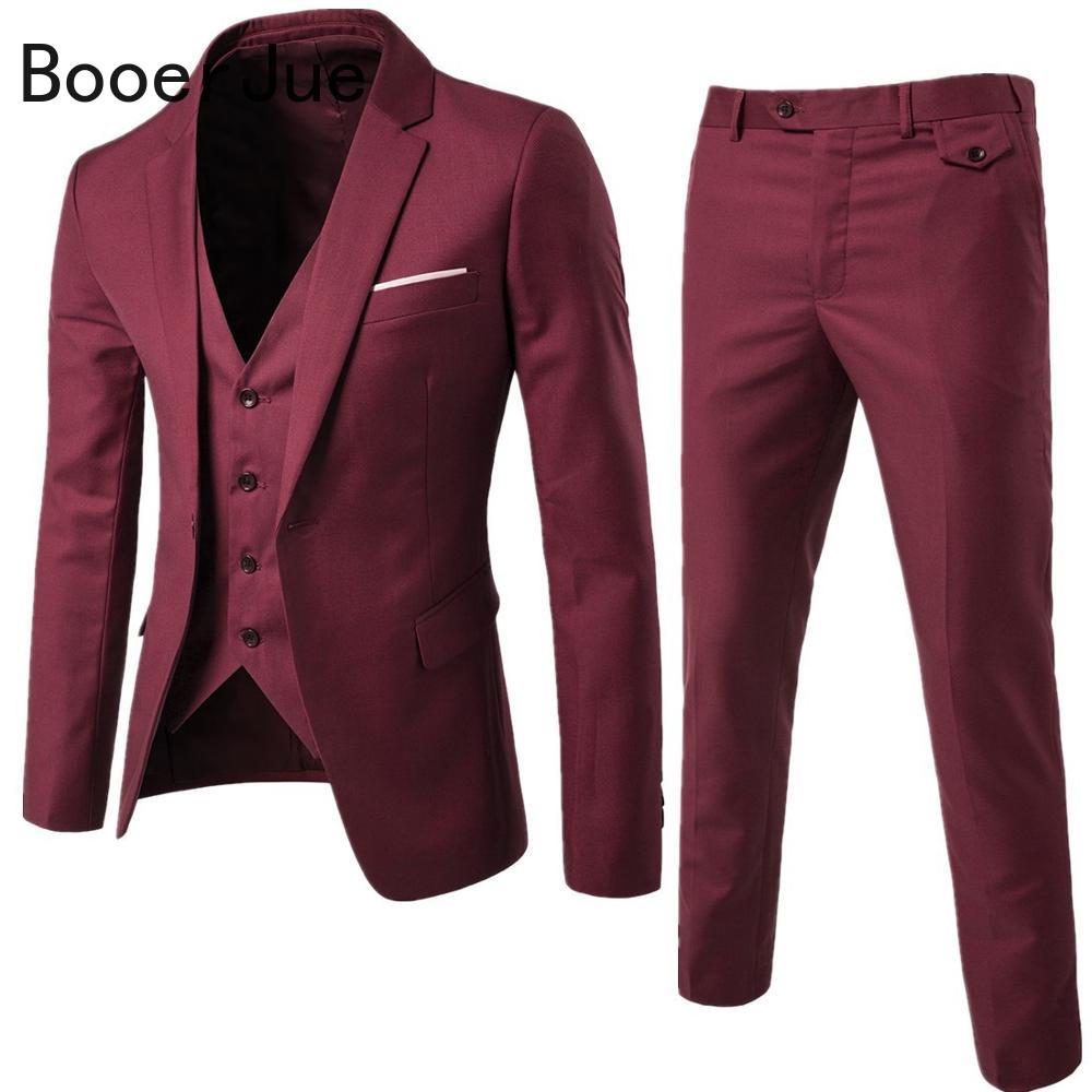 3 Pieces Black Elegant Suits+Pants Brand Slim Fit Single Button Party Formal Business Dress Suit Terno Wedding Suits for Men