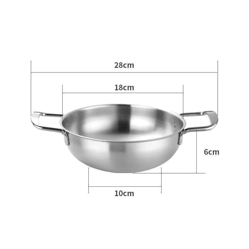 Stainless Steel Seafood Rice Pot Home Cooking Paella Pan Picnic Snack Plates Cookware Saucepan Dry Pots with Handle for Kitchen