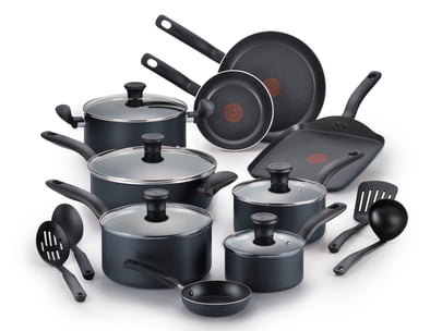 Initiatives Nonstick Cookware, 18 piece Set, Red, B209SI64  cooking pots set  cookware sets pots and pans