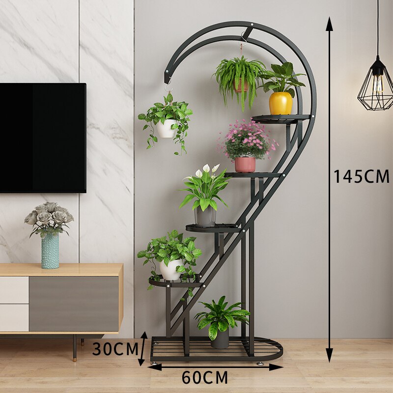 Flower Rack Balcony Flower Pot Rack Outdoor Living Room Floor Multilayer Decorative Indoor Wrought Iron Heart-shaped Flower Rack