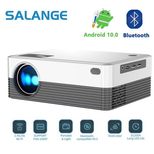 Salange P35 Android 10 Projector WIFI Portable MINI Video Beamer Smart TV 1280*720dpi for Game Movie Home Cinema 1080P 4K Video