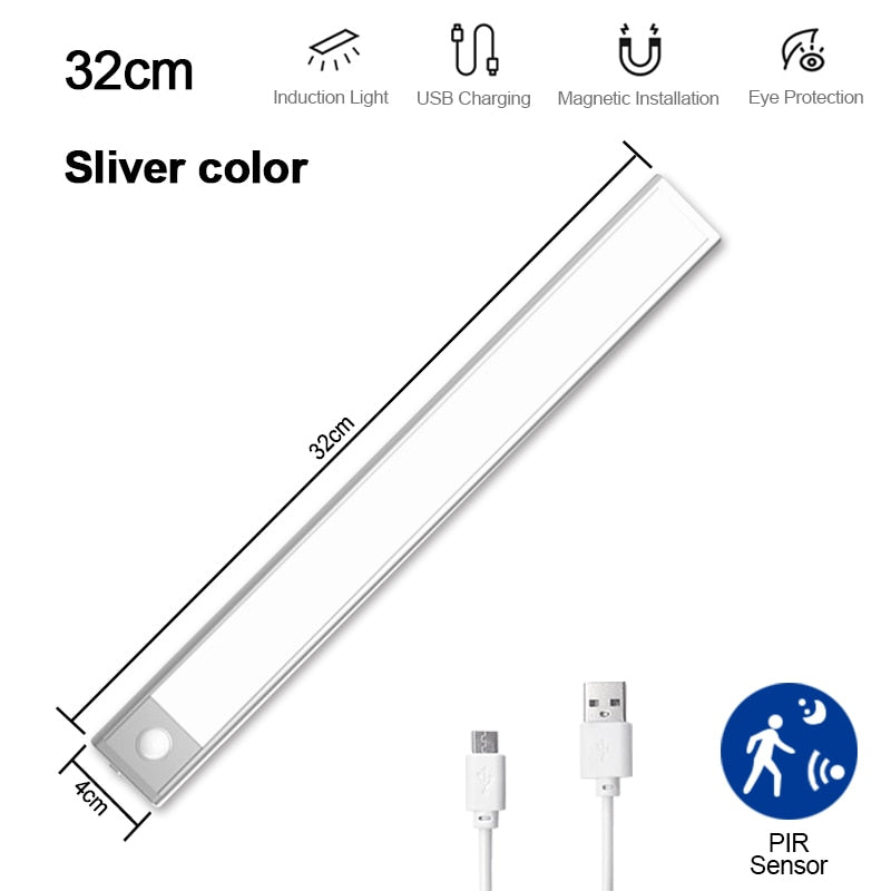 Ultra-thin LED Cabinet Light Rechargeable Motion Sensor Light USB Night Lights Induction Lamp Wardrobe Closet Kitchen Lighting