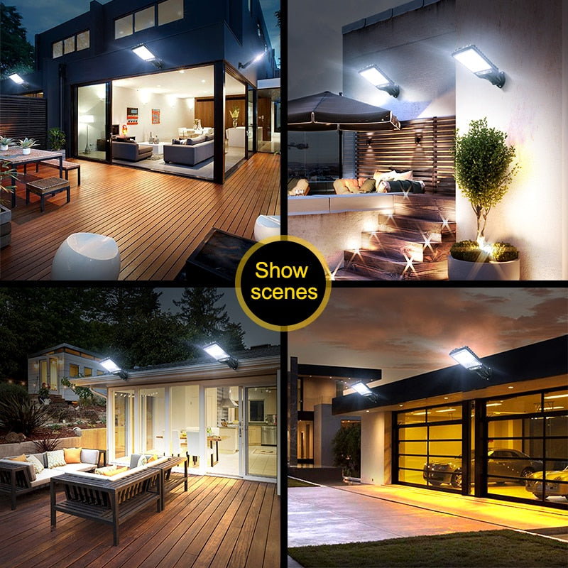 Solar LED Lights with Motion Sensor Solar Lights Outdoor Waterproof Solar Energy Wall Lamp for Garden Garage Aisle Lighting