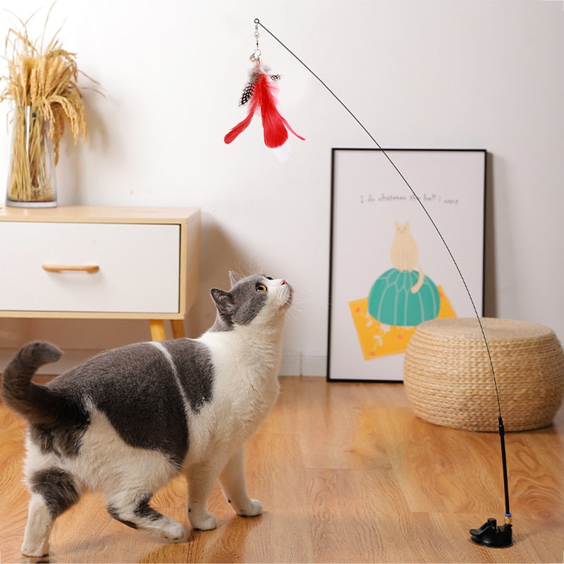 Interactive Cat Toy Funny Cat Stick Playing Kitten Playing Teaser Wand Toy with Suction Cup Juguetes Para Gatos Pet Supplies