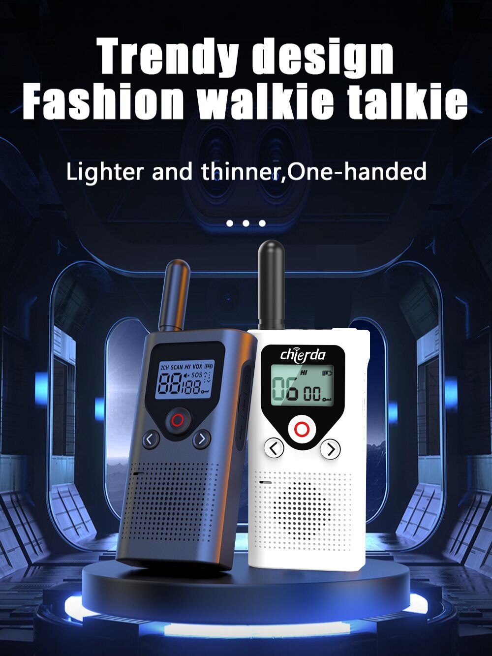 Chierda 18P 2 Pcs PMR 446 Walkie Talkie Portable Mini Frs Two Way Radio Outdoor Sports License Free Radio for Hunting