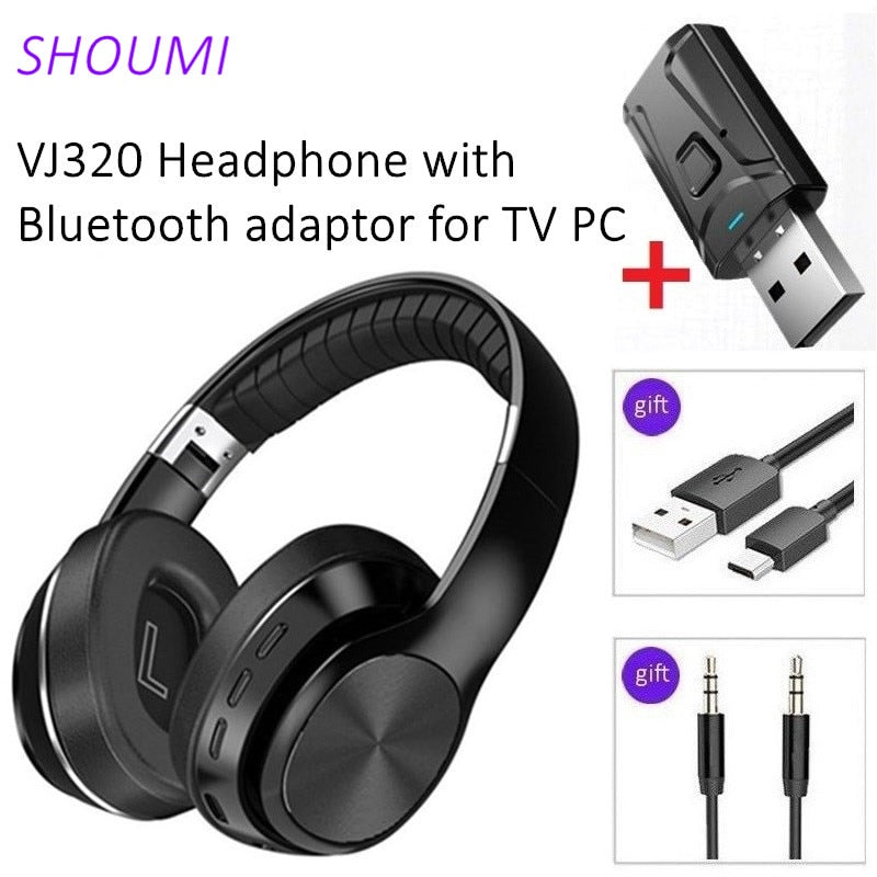 Wireless Headphones Bluetooth 5.0 Adaptor for TV Foldable Headsets Helmet TF-card Stereo with Mic Apply TVs PC Cell Phone Tablet