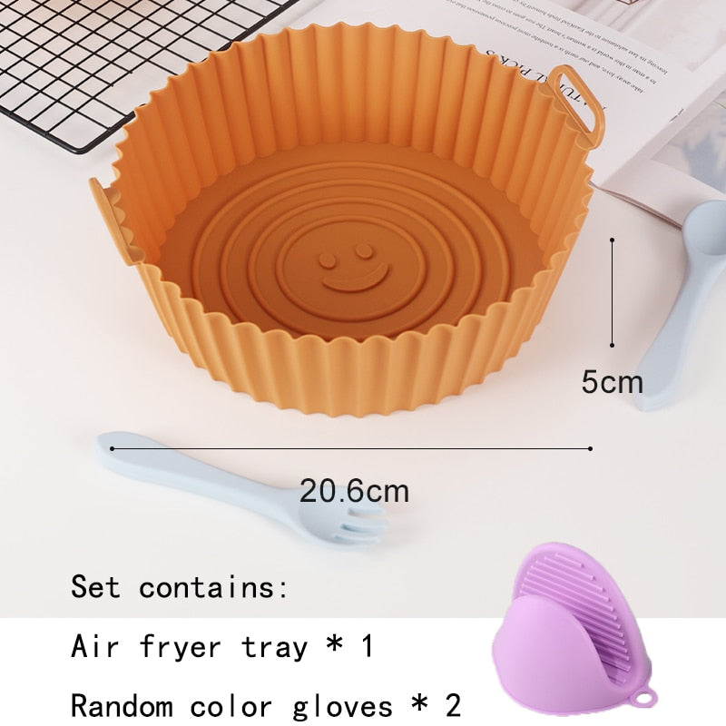 Air Fryer Tray Silicone Baking Pan Non-stick Oleophobic Cake Bread Toast Mousse Muffin Mold Oven Wings & Chips Tray Bakeware