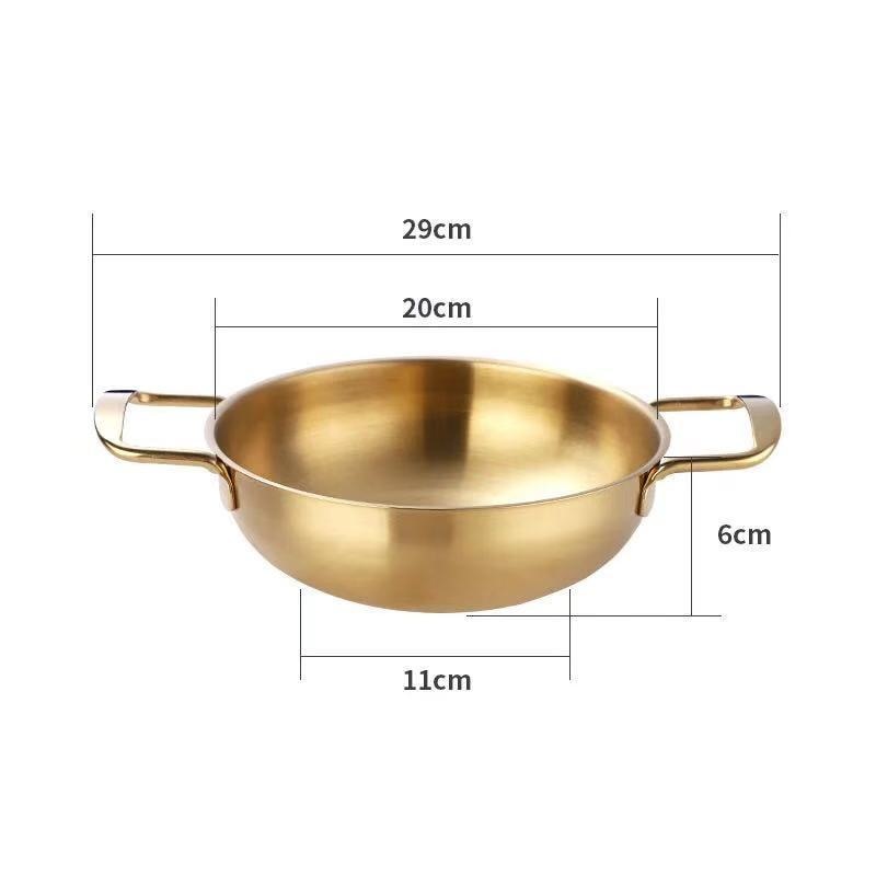 Stainless Steel Seafood Rice Pot Home Cooking Paella Pan Picnic Snack Plates Cookware Saucepan Dry Pots with Handle for Kitchen