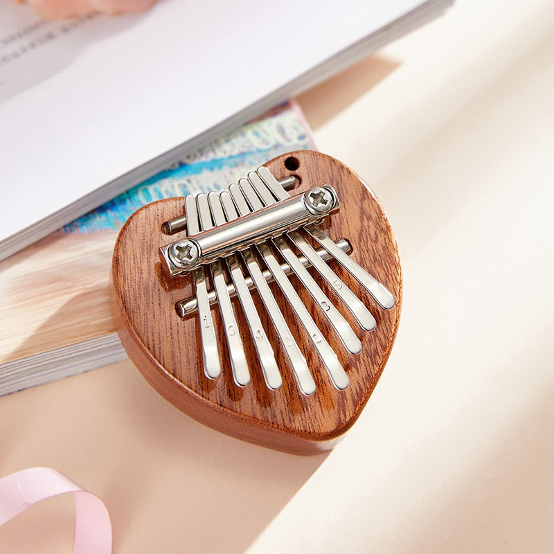 8 Key Mini Kalimba Thumb Piano Wood Metals Small Musical Instrument Pendant Mbira Gift For Adult Kids Beginner Learning