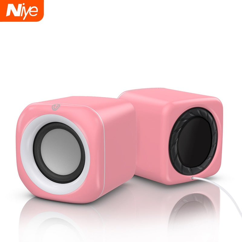 Niye Mini Computer Speakers USB Wired Speakers HIFI Stereo Microphone with LED Light For PC Notebook Not Bluetooth Loudspeakers