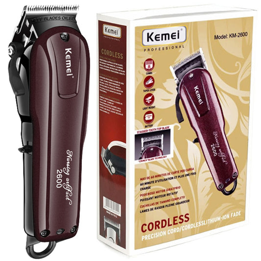 Kemei 2600 professional hair trimmer for men adjustable beard &amp; hair clipper electric barber hair cutting machine rechargeable