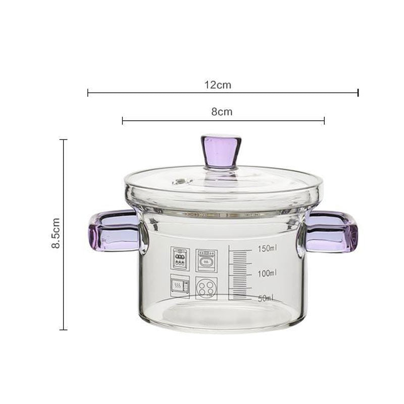 INS Cute High-value Love Pink Glass Pan High Borosilicate Heat-resistant Binaural Soup Pot Open Fire Instant Noodle Cooking Pot