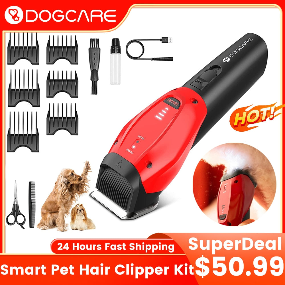 DOGCARE Dog Hair Clipper Professional Hair Cutting Machine Pet Hair Trimmer 7000RPM High Power Grooming Haircut Machine for Dogs