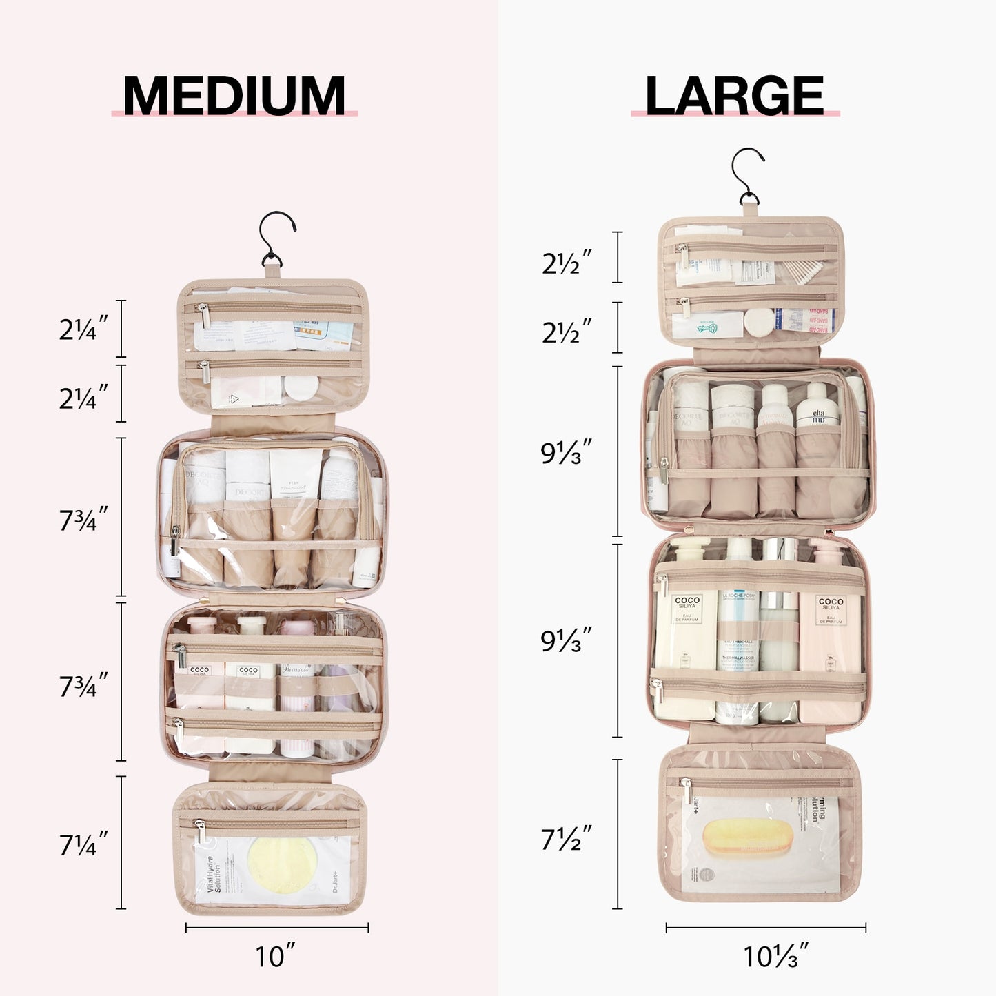 BAGSMART Large Waterproof Cosmetic Bag Women Travel Makeup Organizer Toiletry Bags for Shampoo Full Sized Container Toiletries