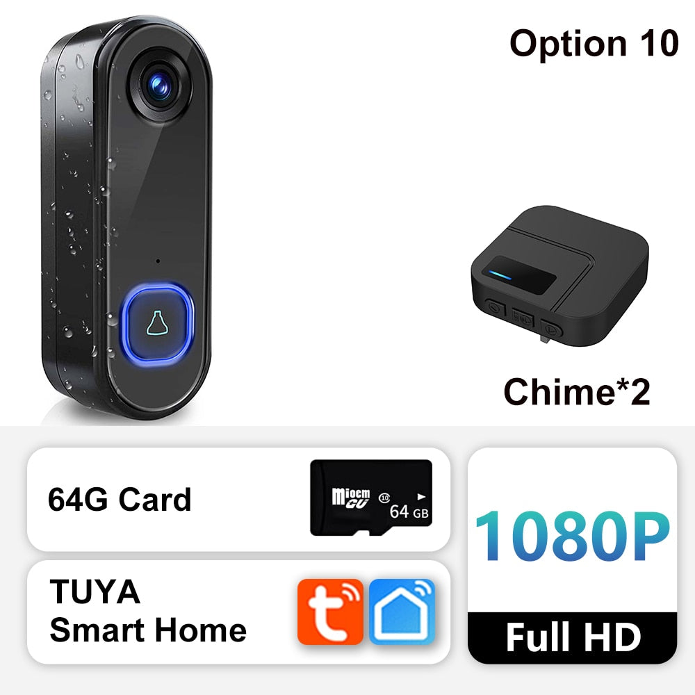 TUYA Video Doorbell WIFI 1080P HD Outdoor Phone Door Bell Camera Security Video Intercom IR Night Vision AC USB Power Smart Home