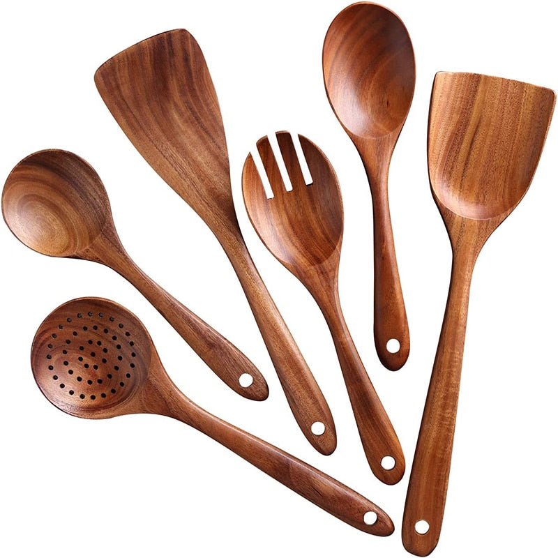 6 pieces wooden Non Stick kitchenware Set Eco Friendly Natural Kitchen Spatula Set Cooking Tools Set