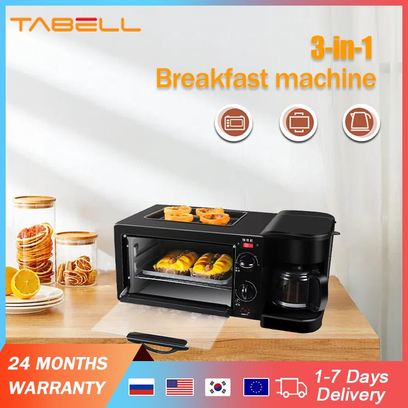 TABELL 3 in 1 Breakfast Machine Bread Maker Toaster Electric Mini Oven Hot Dog Machine Kitchen Cooking Roti Maker Household