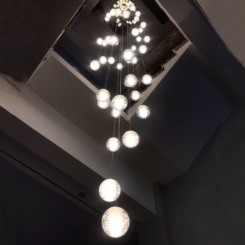 Modern LED Crystal Chandelier G4 Ball Light for Staircase Living Room Decoration Kitchen Bedroom Suspension Pendant Hanging Lamp