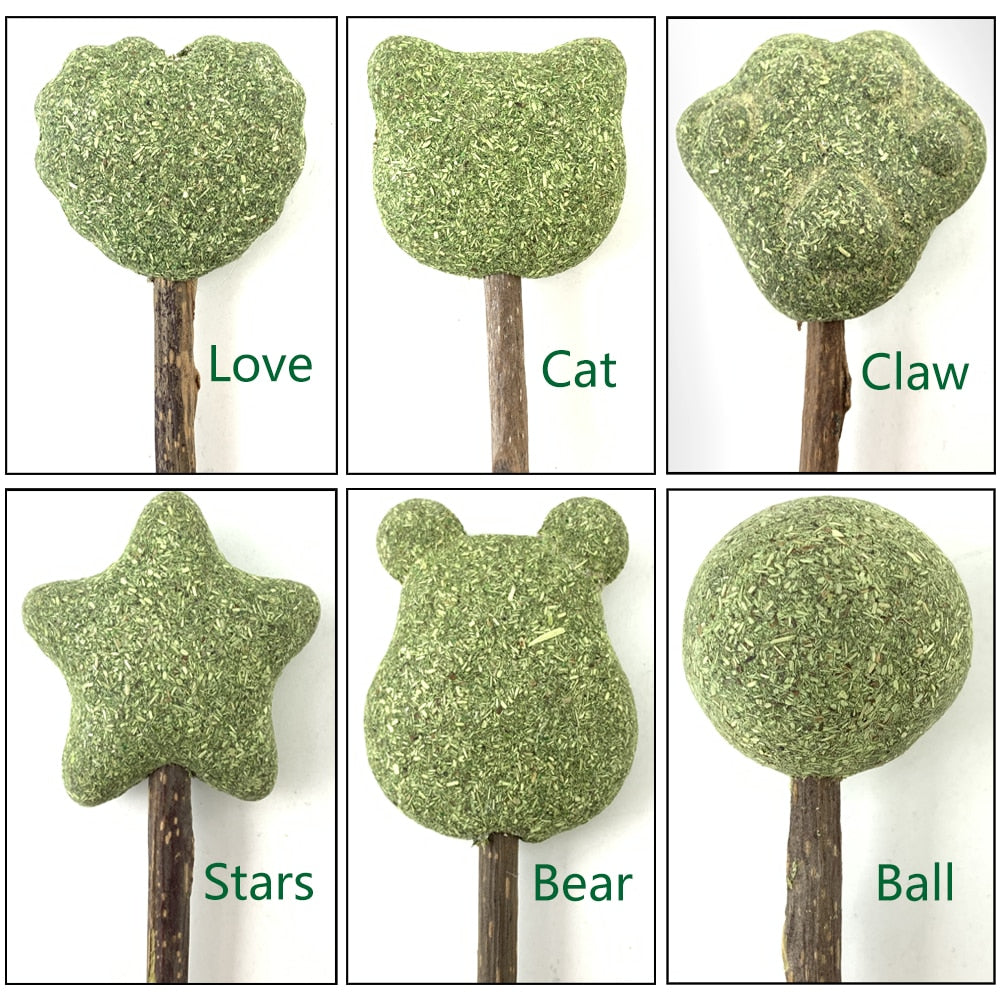 Cute Shape Fresh Cat Catnip Toys Cat Mint Natural Safety Edible Cute Shape Pet Mint Lollipop Catnip Ball Cat Toy Clean Teeth