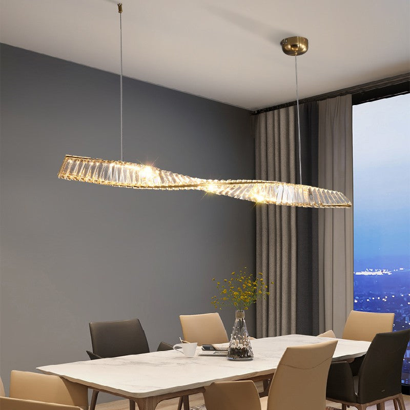 New Chandelier For Dining Room Light Luxury Crystal Chandelier Modern Bar Dining Room Long One-word Dining Table Pendant Light