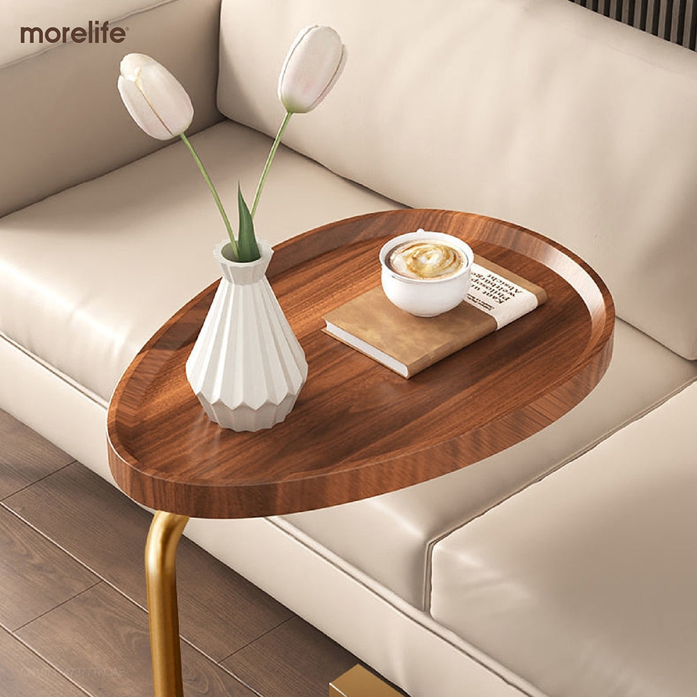 Simple Modern Side Table Sofa Corner Table Bedside Reading Oval Coffee Table Tea Solid Wood Counter Top Living room furniture