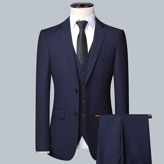 2023High-quality solid color (suit + vest + trousers) Men&#39;s business formal suit 3/2 business suit bridegroom and best man