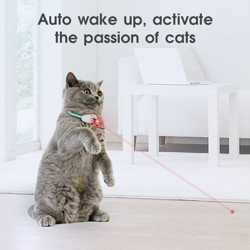 OSUDM Automatic Cat Toy Smart Laser Teasing Cat Collar Electric USB Charging Kitten Amusing Toys Interactive Training Pet Items