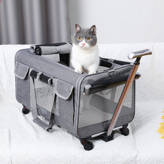 Pet stroller Cat Dog Carrier 4 Wheels Folding trolley Breathable Large Capacity Luggage Stroller