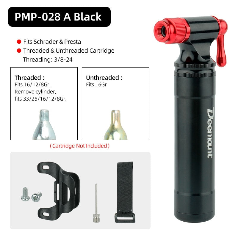 Bicycle CO2 Inflator Fits Presta Scrader Valve Road MTB Tire Quick Pumping Threaded 16/12/8G Unthreaded 16G Cartridge