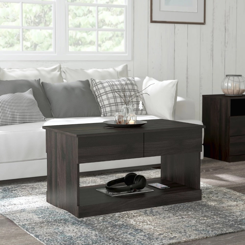 Brindle Wood Rectangular Lift Top Coffee Table, Espresso Furniture Living Room Coffee Tables  Bed Side Table