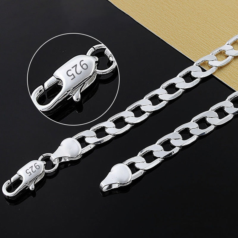 Men&#39;s 925 sterling silver necklace 2/4/6/8/10/12MM 40-75cm face chain necklace lobster clasp men and women engagement jewelry