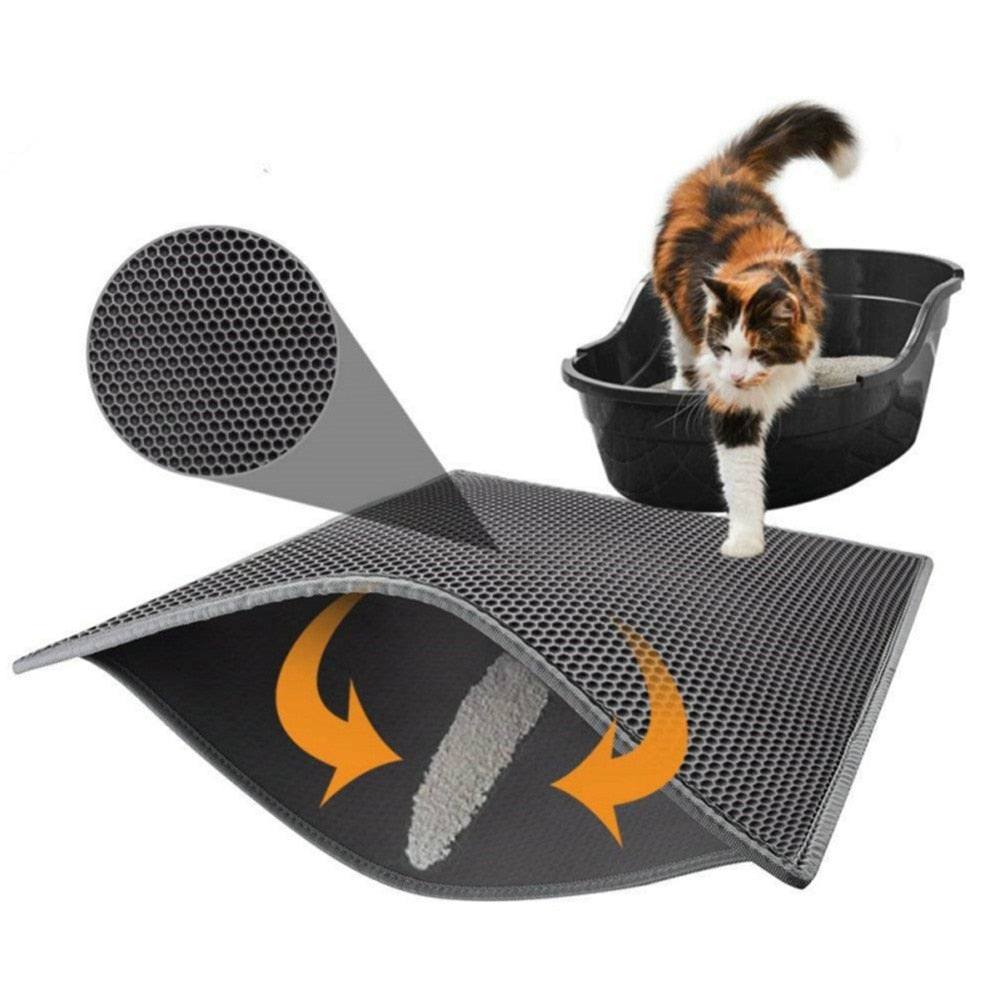 Pet Cat Litter Mat Waterproof EVA Double Layer Cat Litter Trapping Pet Litter Box Mat Clean Pad Products For Cats Accessories