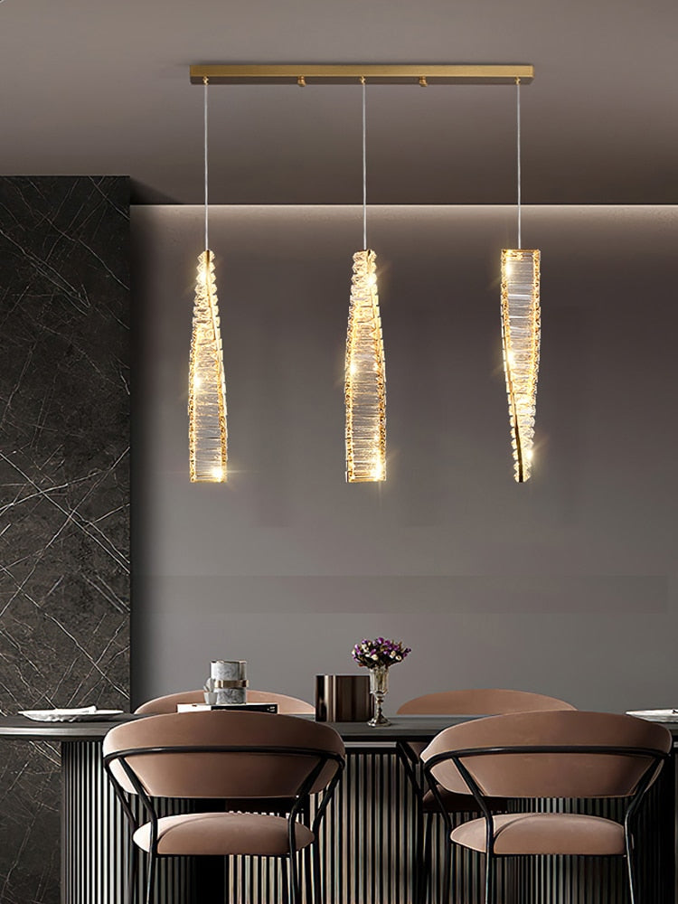 New Chandelier For Dining Room Light Luxury Crystal Chandelier Modern Bar Dining Room Long One-word Dining Table Pendant Light