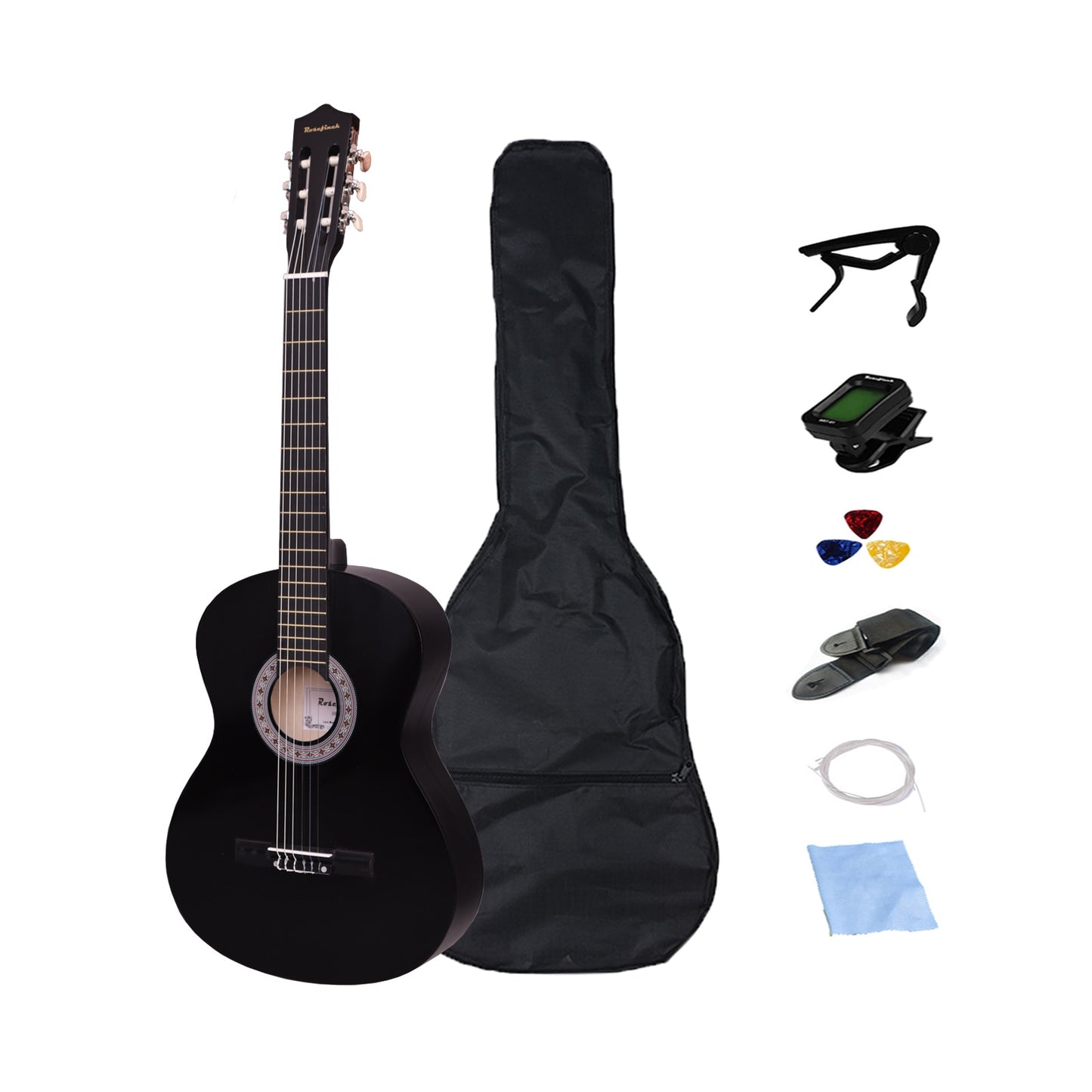 Rosefinch 30/39 Inch Classical Guitar Child Guitarra Fast delivery Free Accessories with Capo Strings Picks Tuner Nylon String